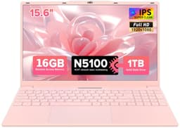 Laptop 15,6 inch, 16 GB DDR4, 1 TB SSD, Intel N5100 (tot 2,80 GHz), notebook met vingerafdruksensor, verlicht toetsenbord, dubbele luidsprekers, HDMI, laptop voor studenten en kantoor — thumbnail 1