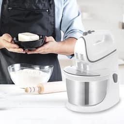 Nexvo® Mixer met Mengkom - Keukenmachine - Keukenrobot - Inclusief Accessoires - Antraciet - Wit/Zilver - 25cm x 25cm x 32cm — thumbnail 4