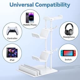 Gaming Headset Standaard met Controllerhouder – Aluminium Headphone Stand – Houder voor 2 Controllers, Headset & Smartphone – Kabelmanagement – Universele Gaming Accessoire — thumbnail 2