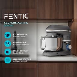 Fentic Keukenmachine – 2000W – Keukenrobot - Foodprocessor - 6,2L Mengkom – Incl. extra Accessoires – Antraciet — thumbnail 2