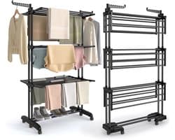 Jently wasdroger - standaarddrogers 4 niveaus - vleugelwasdroger - opvouwbare vleugels - 3,5 x 125,5 x 173 cm