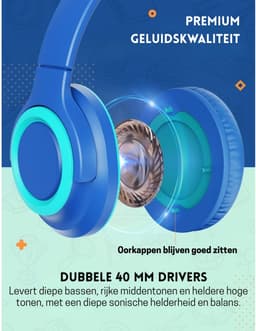 Intelectro Kinderheadset 2 PACK - Kristalhelder Geluid en Comfort, Perfect voor Kinderen! - Comfortabel en Opvouwbaar Ontwerp - Helder Geluid - Ingebouwde Microfoon - Volumebegrenzing - Audiosplitter Inbegrepen - Levering Sneller dan Aangegeven! — thumbnail 3