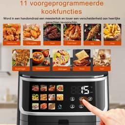 ElevateCommerce - XXL Airfryer 8L 1700W Heteluchtfriteuse met Touchscreen, 11 Automatische Programma’s, 200°C, Anti-Aanbak Mand & Timer – Zwart — thumbnail 3