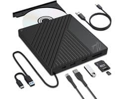 Heevli® Externe DVD Speler - CD Speler & Brander - Drive voor Laptop & Macbook - Plug & Play - Data & Voeding Via USB 3.0 of USB C