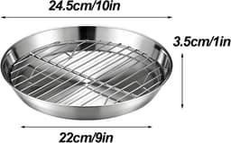 Bakplaat voor airfryer - Airfryer bakvorm - Airfryer accessoires - Bakplaat met rooster - Gemaakt van 304 roestvrij staal - 25 cm — thumbnail 5