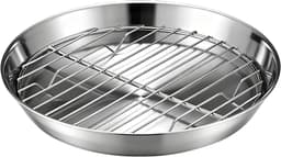 Bakplaat voor airfryer - Airfryer bakvorm - Airfryer accessoires - Bakplaat met rooster - Gemaakt van 304 roestvrij staal - 25 cm — thumbnail 1