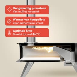 KitchenBrothers Pizza Oven - Houtgestookt - Tafelmodel - Met Beschermhoes - PFAS-vrij - Inklapbaar - Pizzasteen - tot 460°C Pizza maker - Complete Set - Pizzaoven voor Buiten - Zwart/RVS — thumbnail 3