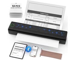 Milova Draagbare thermische printer - Bluetooth-printer - Draadloze printer - Tatoeageprinter - Inclusief 15e printpapier - Compact en reisvriendelijk