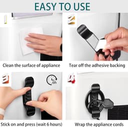 6-Packs Zwarte KABELHOES Kabelopslag – Voor Mixer, Airfryer, Sapcentrifuge, Koffiezetapparaat en Blender – Handige Kabelopruiming — thumbnail 2