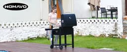 Aafinity Houtskoolbarbecue met Deksel - Buitenbarbecue met Verstelbare Houtskoolbak, Zijtafel, Thermometer en Waterdichte Hoes — thumbnail 4