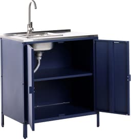 Buitenkeuken Kast - Tuin Keukenunit - Buiten Koken - Inclusief Spoelbak - 80x50x90 cm - Blauw — thumbnail 3