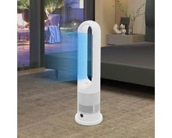Ventilator Toren - Vloerventilator Bladloos - Zomerse Koelte - Afstandsbediening Inclusief - 67cm Hoog - Wit Zilver