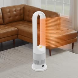 Ventilator Toren - Vloerventilator Bladloos - Zomerse Koelte - Afstandsbediening Inclusief - 67cm Hoog - Wit Zilver — thumbnail 3