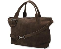Essie Laptop Handbag Dark Brown Suede Shabbies