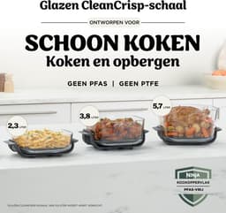 Ninja CRISPi PRO 7-in-1 Glazen Airfryer met 7 functies - Airfryen, Bakken, Braden, Rijzen, Drogen. Max Crisp en Opnieuw krokant maken - 2.3 liter en 5.7 liter glazen schaal - PFAS vrij koken - Stone - AS101EULG — thumbnail 13