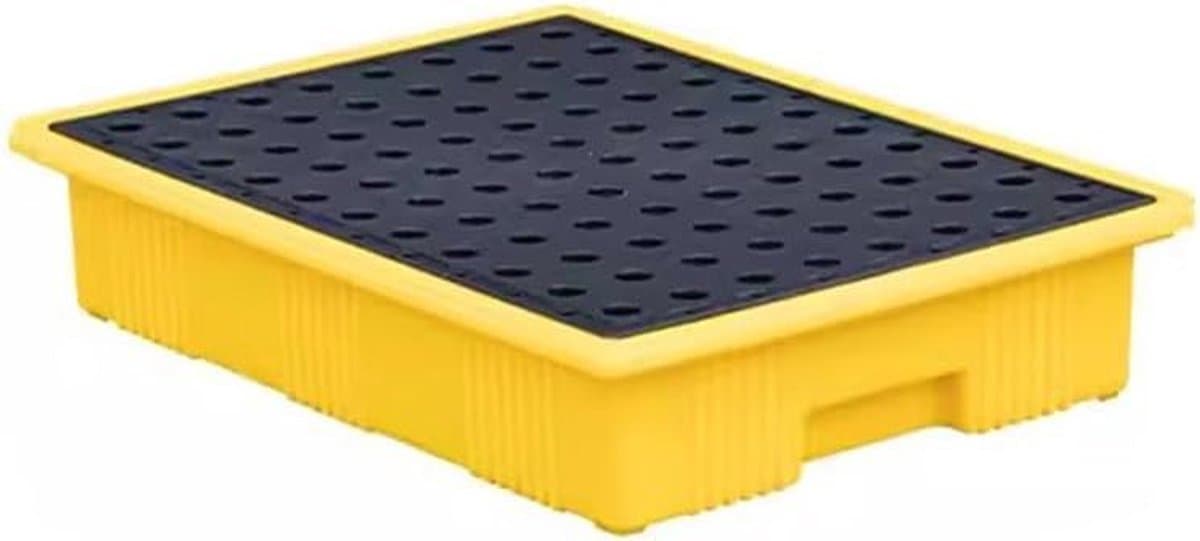 Industriële opvangbak - Lekbak met rooster - Olie opvangbak - Modulair anti-lekplatform - 50x36x10cm - Geel-zwart — afbeelding 1
