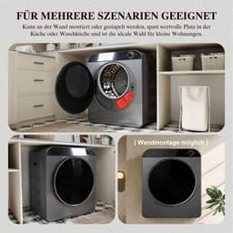 Trommeldroger - Compacte Droger Met PTC Keramische Verwarming - 4 Programma’s (Incl. Koeleerfunctie) - Wandmontage Of Stapelbaar - 3kg Capaciteit - Zilver — thumbnail 3