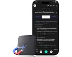 AI Digitale Voice Recorder 64GB - Magnetisch Mini Apparaat met ChatGPT-4o, Transcriptie & Samenvatting in 102 Talen, Eén-Knop Opname - Zwart