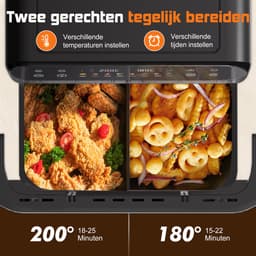 Fukstern Dubbele Airfryer XXL–11L 2500W–Tot 6 Personen-Dubbele Mand–30°C tot 200°C Instelbaar–8 Voorgeprogrammeerde Functies–Zilver — thumbnail 4