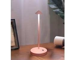 Draadloze tafellampen, oplaadbaar, op batterijen werkend, LED-bureaulamp voor buiten, waterdicht, draagbaar, dimbaar, nachtlampje voor op het terras, restaurant, dineren, thuis, roze