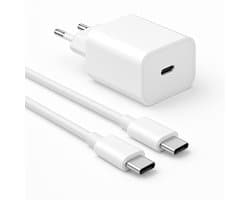 AB Goods Oplader Set - Adapter + Kabel 2M - 20W USB-C Snellader - Geschikt Voor iPhone Oplader 15 / 16 / 17 - Snellader Oplaadkabel - MFI-Gecertificeerd - Uitsluitend te gebruiken met Apple-Toestellen