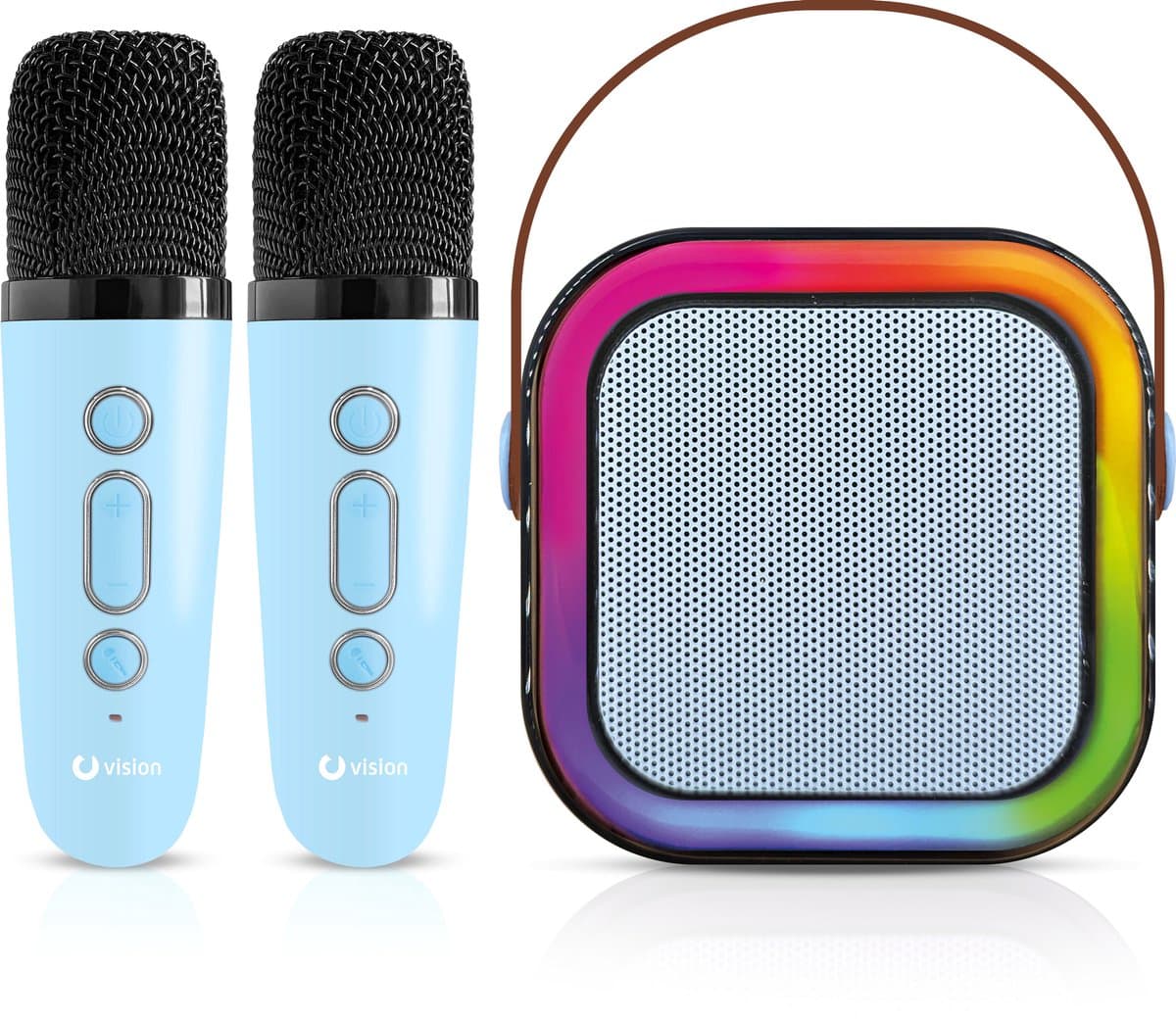 Vision Products Karaoke Speakerset met 2 microfoons Blauw — afbeelding 1