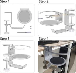 Flexibele Onder-Bureau Bekerhouder en Headset Ophangbeugel — thumbnail 3