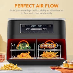Accessoires voor hot air fryers - Airfryer-accessoires voor Ninja Foodi AF400EU, AF300EU (7,6L-9,5L) en andere dual zone airfryers - BPA-vrij - Accessoires voor Dual Zone hot air fryers - Airfryer siliconen bakje — thumbnail 5