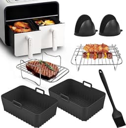 Accessoires voor hot air fryers - Airfryer-accessoires voor Ninja Foodi AF400EU, AF300EU (7,6L-9,5L) en andere dual zone airfryers - BPA-vrij - Accessoires voor Dual Zone hot air fryers - Airfryer siliconen bakje — thumbnail 1