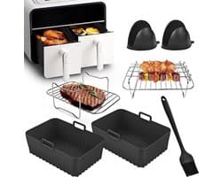 Accessoires voor hot air fryers - Airfryer-accessoires voor Ninja Foodi AF400EU, AF300EU (7,6L-9,5L) en andere dual zone airfryers - BPA-vrij - Accessoires voor Dual Zone hot air fryers - Airfryer siliconen bakje