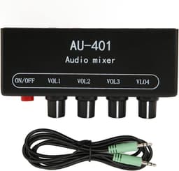 4-Kanaals Mini Audio Mixer met Onafhankelijke Volumeregeling en Versterking voor PC en Laptop — thumbnail 2