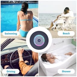 Set van 2 zwarte waterdichte Bluetooth-luidsprekers - met zuignap - draagbare luidsprekers - ingebouwde batterij - zwart — thumbnail 2