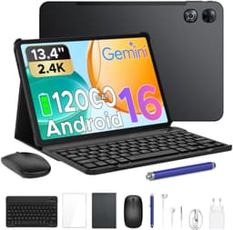 POCKAM P13 Tablets - 48 GB RAM 128 GB ROM - 13,4 inch 2,4K 120 Hz - Android 16 - Gemini AI - 12000 mAh/18 W - Face ID - Widevine L1 - 13 MP + 8 MP camera - Dubbele luidsprekers - Tablet met toetsenbord en pennenhouder - Zwart — thumbnail 1