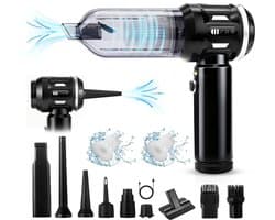 Glitzerlife - Handstofzuiger, Accu, Mini-Stofzuiger, Draadloos, 25000 Pa, Handstofzuiger, Sterk, 4-In-1 Autostofzuiger Met Borstelloze Motor, 3 Standen, DraagGlitzerlife -bare Stofzuiger Voor Auto - Zwart-Wit