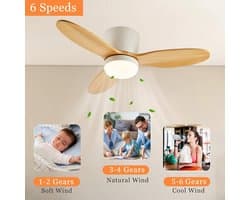 Plafondventilator met Licht - Ventilatorlamp - Kamers Koel Houden - 6 Snelheden Instelbaar - 132CM Diameter — afbeelding 1