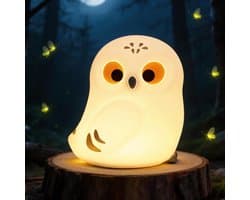 Nachtlampje voor kinderen, sneeuwuil witte vogel siliconen nachtlampje voor naast het bed, slaapkamerdecoratie, 30-minuten timer & aanraakbediening, het beste verjaardags- of paascadeau voor baby's en peuters