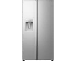 Hisense RS5P528STIE - Amerikaanse koelkast - RVS - No-Frost - 178 cm hoog - 528 liter - Energielabel E - Invriesvermogen 10 kg/24u - Geluidsniveau 40 dB(A) - IJs- en waterdispenser - LED Display - FastFreeze - Deuralarm - Interverter Compressor