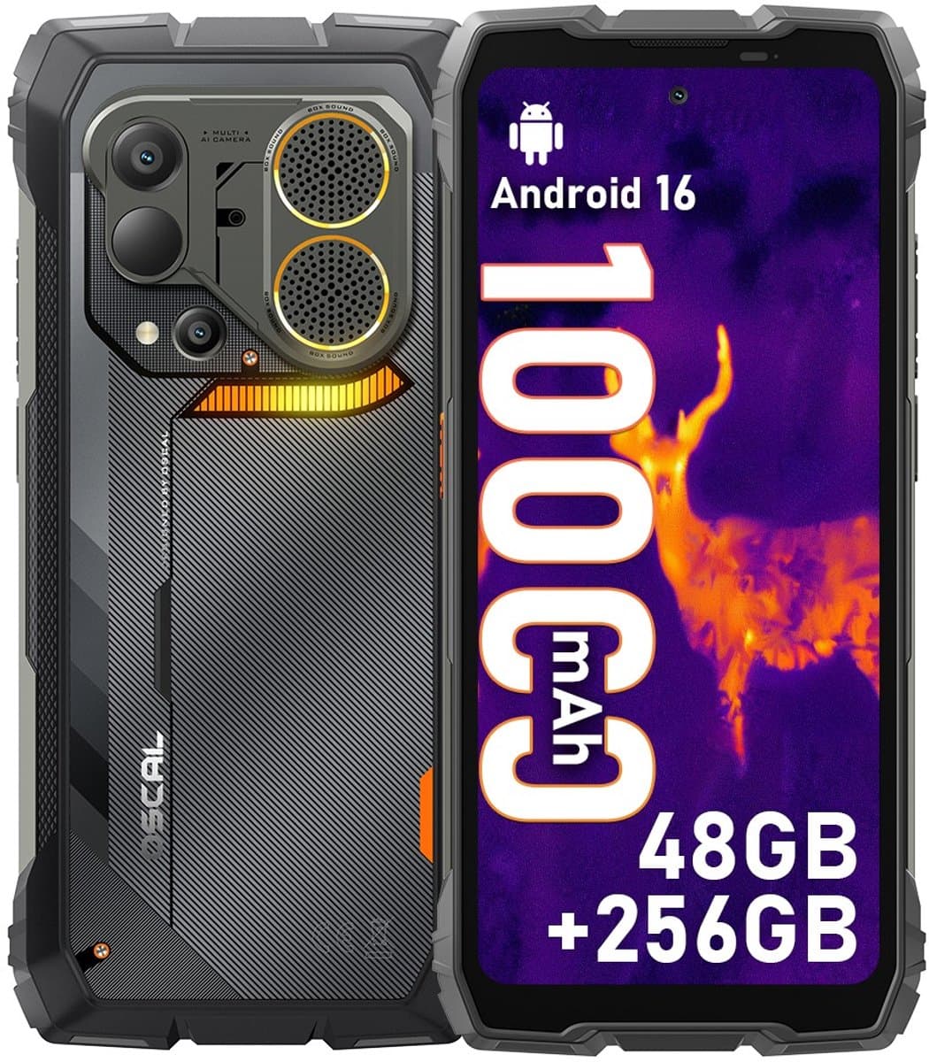 OSCAL PILOT 6 - Thermische Robuuste Smartphone - 4G - 48GB RAM - 256GB ROM - 6.78inch 120Hz - 108MP 10000mAh Robuuste Telefoon - Android 16 - NFC - GPS - Zwart — afbeelding 1