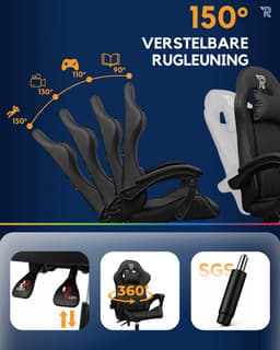 Ranqer Apollo Bureaustoel - Gaming stoel / Gaming Chair - Gamestoel - zwart — thumbnail 4