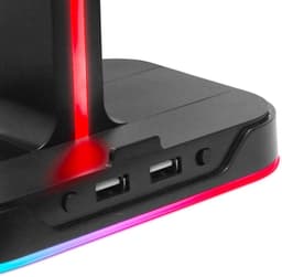 Celly CyberStation Headset houder - Koptelefoon standaard met USB poorten - RGB instelbaar - Zwart — thumbnail 2