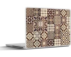 Laptop sticker - 14 inch - Retro - Patronen - Bruin - Bloemen - Abstract - 32x5x23x5cm - Laptopstickers - Laptop skin - Cover
