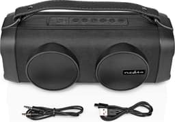 Nedis Bluetooth Party Boombox - 5 uur - 2.0 - 24 W - Media afspeelmogelijkheden: AUX / USB - X4 - Koppelbaar - Handgreep - Feestverlichting - Zwart — thumbnail 3