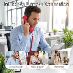 Retro Telefoonhoorn - Geschikt voor iPhone & Android - USB-C Bedrade Telefoonhoorn met Microfoon - Vintage Handset voor Bellen, Videogesprekken, Vergaderingen & Online Conferenties - Rood — thumbnail 5