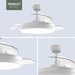 Varin® Smart Ventilator met verlichting - Wit - Tuya Wifi - Ø 50cm/108cm - 30W DC - Super stil - Smart lamp - Plafondlamp slaapkamer - Plafonniere woonkamer - Plafondlampen - Plafond lamp - Verlichting kinderkamer - Ventilator — thumbnail 4