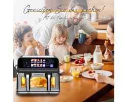Heteluchtfriteuse – Dubbele Kamer 9 Liter – 2200 Watt – ABS en PC – Zwart – Kijkvenster en Aanraakbediening