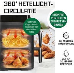 Heteluchtfriteuse Verticale Dubbele Kamer - 5 Liter Inhoud - 2000 Watt Vermogen - Zwart - Voor 2 Personen — thumbnail 5