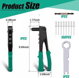 Versatile rivet gun with one hand - Coated with rubber,Comes with Drill,Rivets and Key for Optimal Comfort and - ShopVlot — thumbnail 5