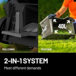 Accu Grasmaaier – Elektrische Gazonmaaier – Draadloze Maaier – Lithium-ion Maaier – Mulchmaaier – 43 cm Maaibreedte – Brushless Motor & 40L Grasopvangbak — thumbnail 3