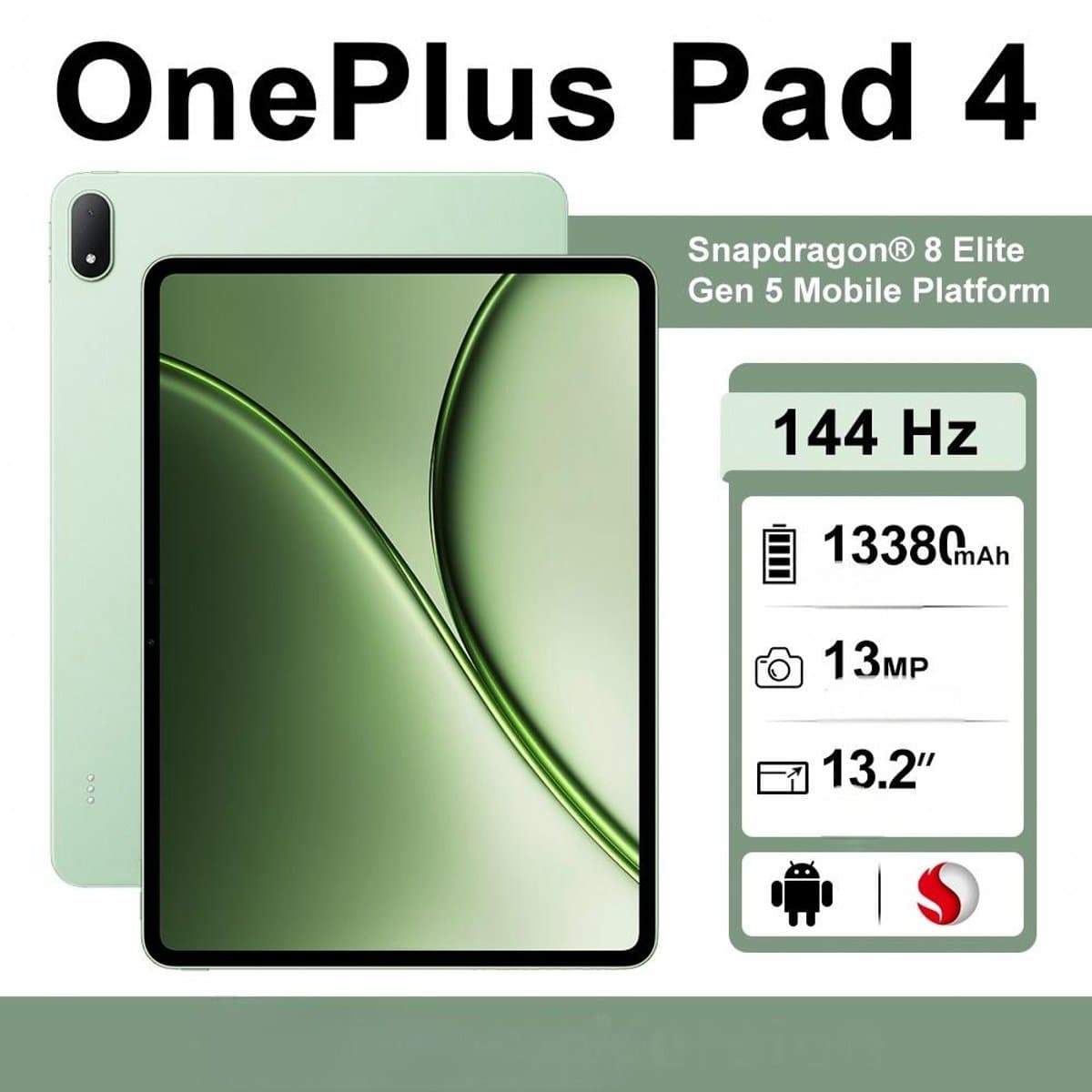 OnePlus Pad 4 - 13,2" WiFi - 12GB + 512GB WiFi - Groen - 13380 mAh — afbeelding 1