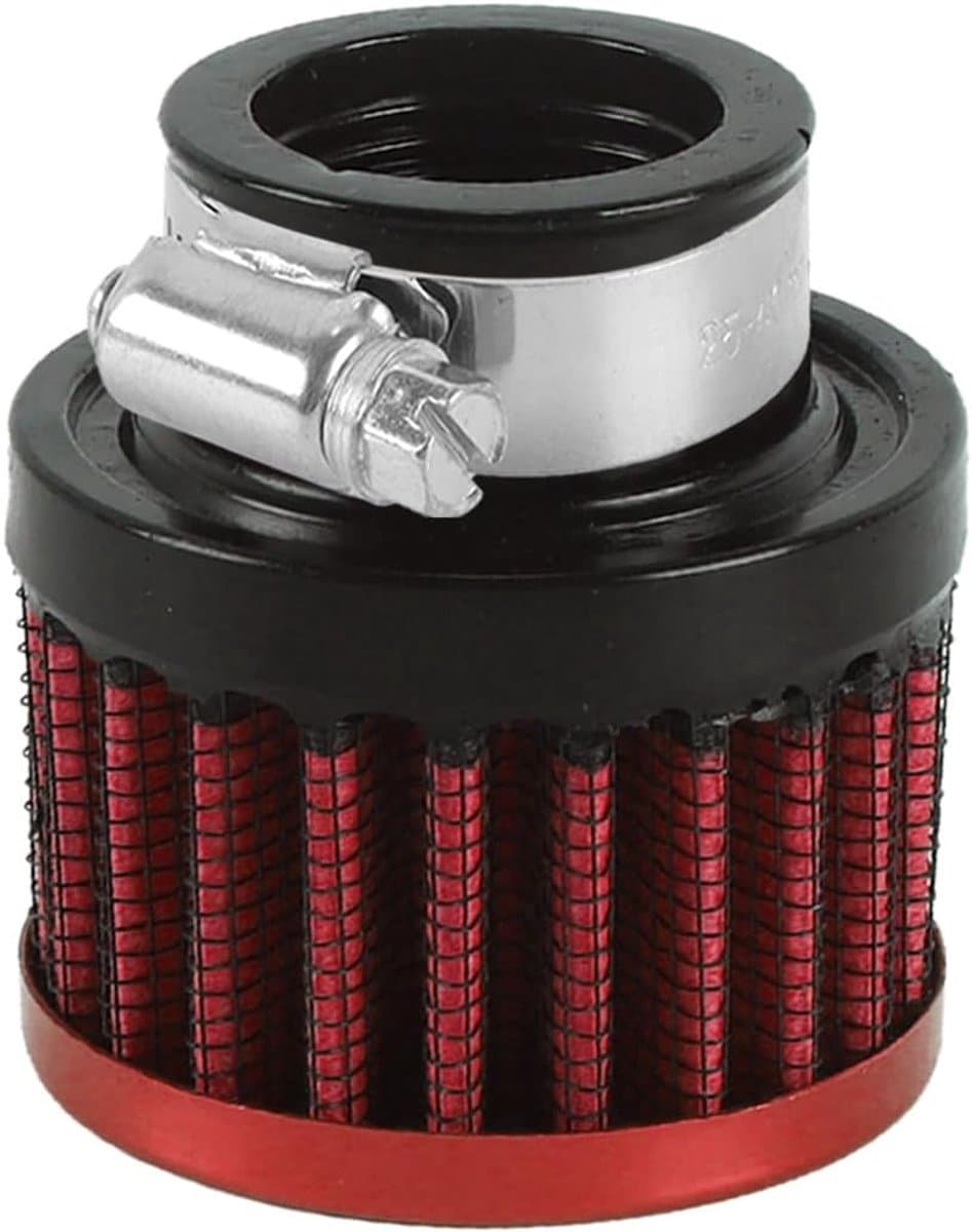 Auto-luchtoliefilter 25 mm, koude luchtaanzuigfilter voor auto-aanzuigaanpassing, turbo-ontluchting, crankventilatie, rood — afbeelding 1